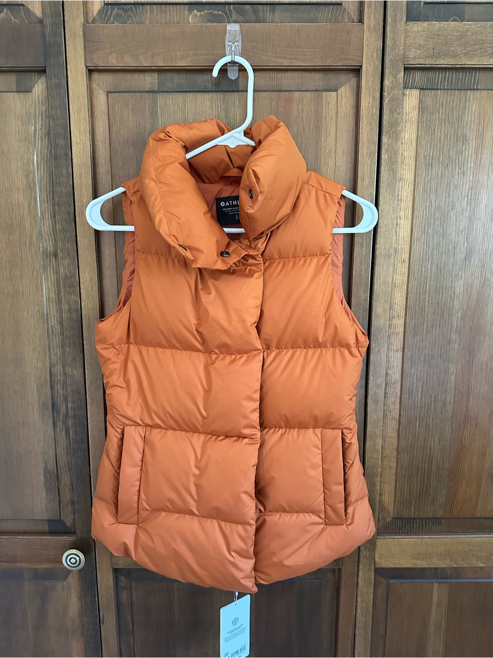 Athleta Orange Quilted Puffer Vest - Sleeveless Insulated Jacket
